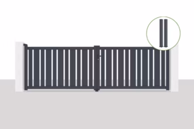 Portail battant 4×1,2m VEYMONT + 2 poteaux EIFEL H.166cm Gris