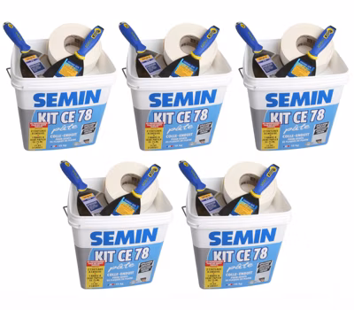 Lot de 5 Kits CE 78 en Pâte pour  Joints de Plaques de Plâtre Semin, 2 Couteaux, 1 Bande à Joint 75 m et 15 kg d&rsquo;Enduit