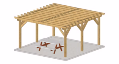 Carport pergola indépendante 500cmx450cm Bois DOUGLAS Français label PEFC (Charpente-Auvent – Abri terrasse) surface 2250 m²