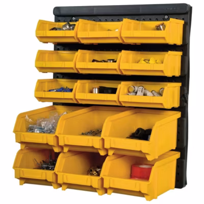 Panneau Porte Outils Mural – 15 Bacs à Becs Amovibles – Rangement et Stockage Outils et Quincaillerie – Art Plast
