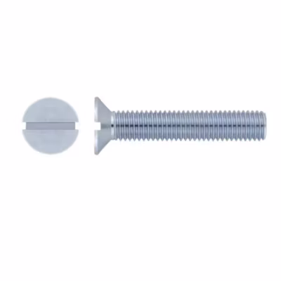500 Vis Métaux Tête Fraisée Fendue 4 x 60 mm – DIN 963 – Zingué blanc – D-Work