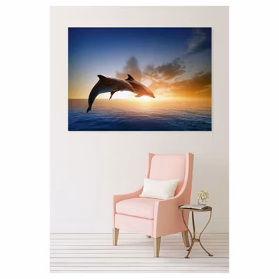 Tableau toile en kit SAUT DES DAUPHINS 180 x 130 cm – Toile textile sans PVC, Made in France par Scenolia