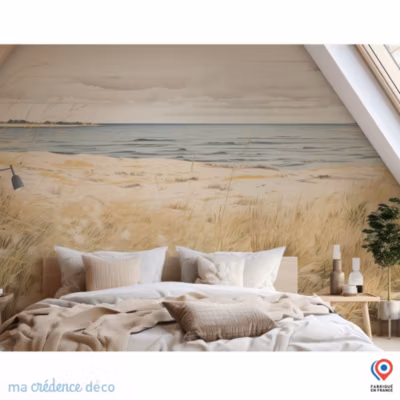 Papier peint Dunes et mer, Aquarelle – Intissé – 200 cm – 280 cm – MaCrédenceDéco