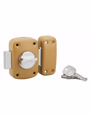 Verrou à bouton Corvette pour porte d&rsquo;entrée, cylindre 50mm, acier, 3 clés, époxy bronze – THIRARD