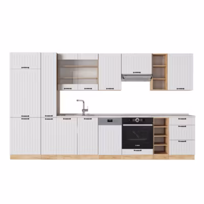 Vicco Cuisine Blanc campagne 355cm , PT Marbre