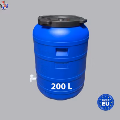 FUT Plastique 200 litres avec Couvercle à Visser et Robinet