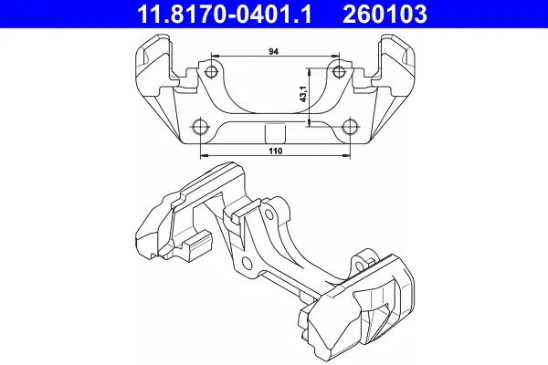 Support, étrier de frein ATE 11.8170-0401.1