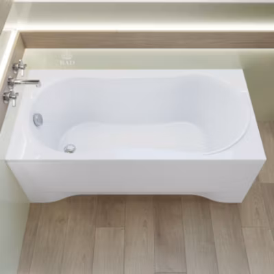 Baignoire rectangulaire 120 x 75 GRACJA acrylique blanc + avec Tablier + Pieds + Vidage à chromé