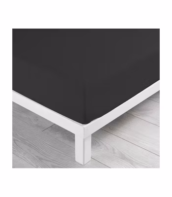 DRAP HOUSSE 2 PERSONNES UNI 57 FILS LINA NOIR – 140x190cm – Noir