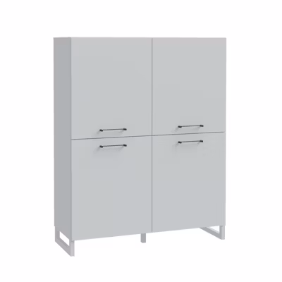Armoirette 138 cm décor gris clair mat poignées métal noir – ASTORIA