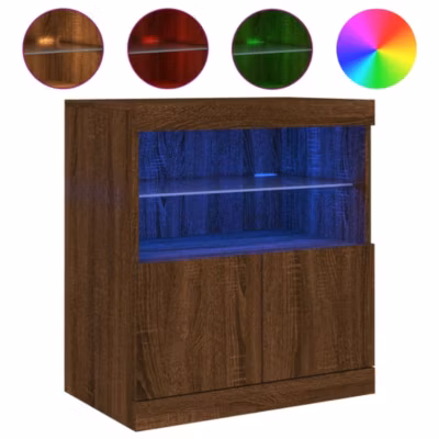 Buffet avec lumières LED chêne marron 60x37x67 cm vidaXL