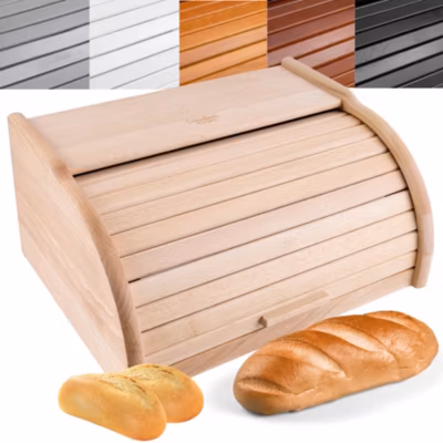 Creative Home Boîte à Pain Naturel – 38 x 28,5 x 17,5 cm (+/- 1 cm) – Boite a Pain Bois – Huche Pain – Corbeille a Pain