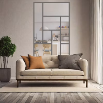 Verrière ArtDéco 8 – L x H : 110 x 170 cm – Laqué brun 2650 granité – vitrages inclus