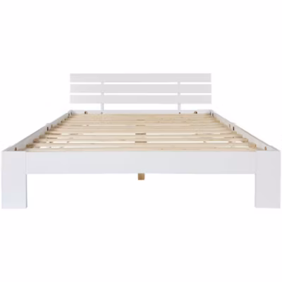 Lit Adulte Double Bois Massif 140x200cm Tête Lit Blanc Blackcolors