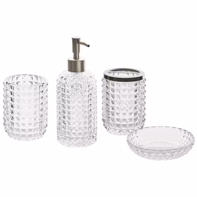 Set de 4 accessoires de salle de bain TAPIA Verre Transparent