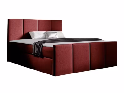 Lit continental Baltimore 154, Double, Rouge, Tissu, Disponible