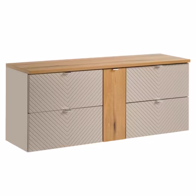 Meuble sous-vasque 140cm 4 tiroirs 1 porte Manoa Cachemire et bois