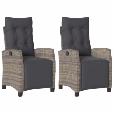 Chaises inclinables de jardin lot de 2 et repose-pied rotin vidaXL
