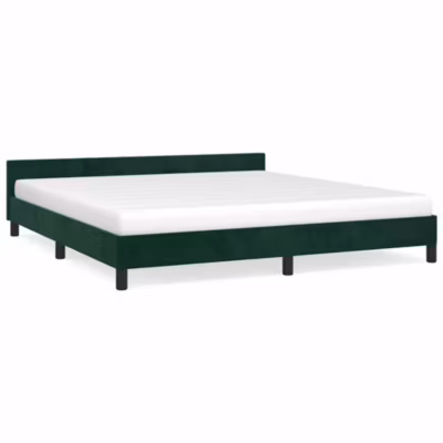 Lit double, Lit adulte, Cadre de lit sans matelas vert foncé 160×200 cm velours