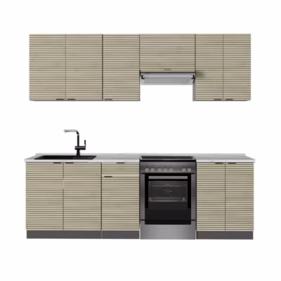Vicco Cuisine Chêne lambris/anthracite 240cm sans plan de travail