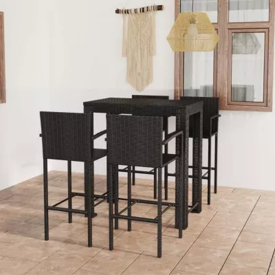 vidaXL Jeu de Bar de Jardin 5 pcs avec Accoudoirs Salon de Jardin Table et Tabourets de Bistrot Terrasse Patio Extérieur 3064811