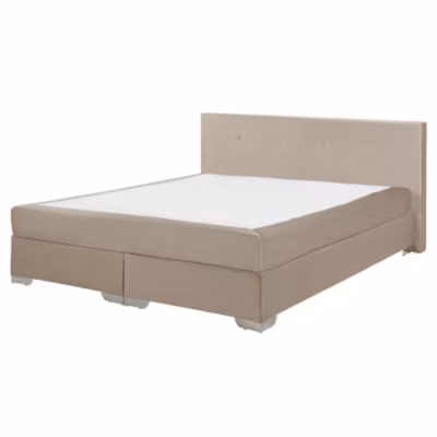 Lit Boxspring Velours CONSUL 180 x 200 cm Beige clair