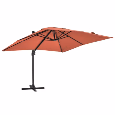 Parasol déporté inclinable et rotatif 3 x 3m en aluminium terracotta  Oviala