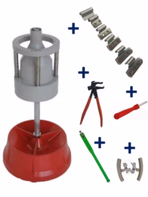 Equilibreuse de Roue Manuelle + 150 Masses à Frapper Jante Alu 5-30g + Tire Valve + Démonte Obus + Pince + 2 Protèges Jante