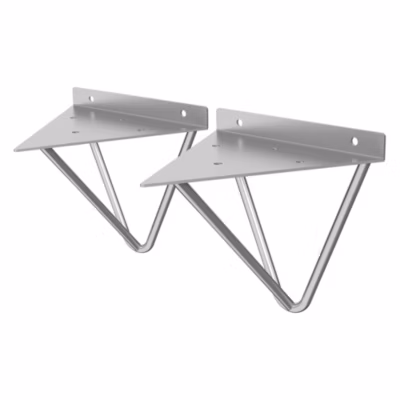 2 Support d&rsquo;Etagere d&rsquo;angle triangle en métal gris avec vis 160mm