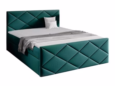 Lit continental Baltimore 155, Double, Vert, Tissu, Disponible