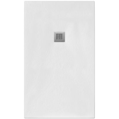 Receveur de Douche 80X135 cm Ligne Vulcano Fin Blanc en Résine Synthétique et Poudre de Marbre Avec Drain Libre FRASCIO