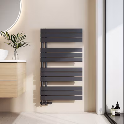 EMKE Chauffe-Serviettes à Eau Chaude, Radiateur Plat pour Salle de Bain Anthracite 1041x600mm 670W