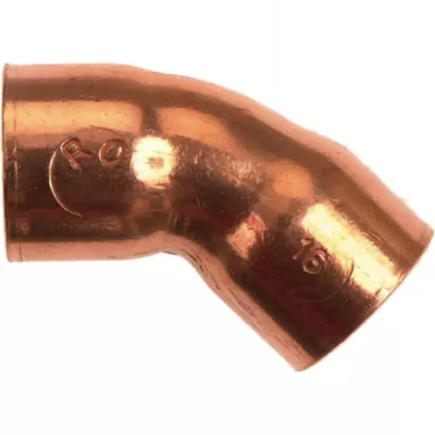 Coude cuivre 45 degrés double femelle a souder pour installation de plomberie ou chauffage pour tube cuivre de 52