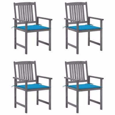 vidaXL Chaises de jardin avec coussins 4 pcs Gris Bois d&rsquo;acacia massif