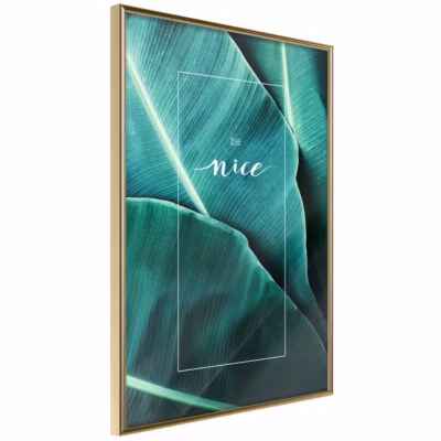 Affiche Murale Encadrée « Banana Leaves with a Message Green » 21 x 30 cm Or
