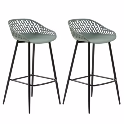 Lot de 2 tabourets de bar IREK, en plastique vert de gris
