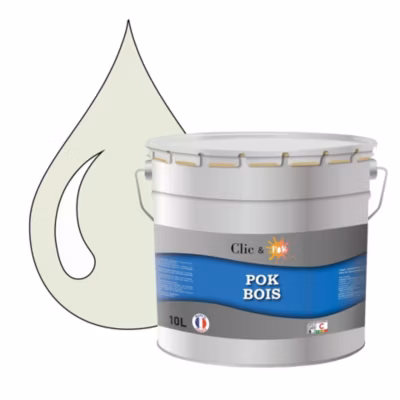 Peinture extérieure bois – Résistante aux intempéries POK BOIS – 10L – RAL 9002 – Blanc Gris – Clic & Pok