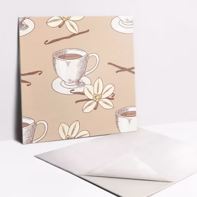 Carreaux vinyle Tulup 30×30 cm Une tasse de café avec une gousse de vanille 9 pcs