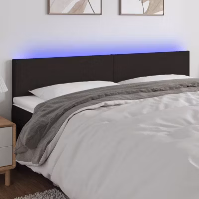 vidaXL Tête de Lit à LED Meuble de Chambre à Coucher Accessoire de Lit Double Tête de Cadre de Lit Intérieur Noir 3121356