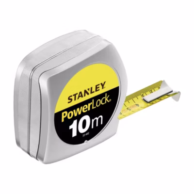 Stanley – Mètre ruban POWERLOCK Noir / Jaune (10 m x 25 mm)