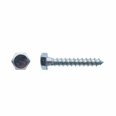 200 Tirefonds Bois Tête Hexagonale 5 x 30 mm – DIN 571 – Zingué blanc – D-Work
