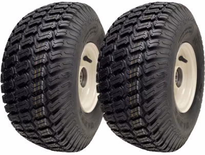 Pneus pour tondeuse à gazon 15×6.00-6 montés sur jantes avec roulements de 25 mm (lot de 2)