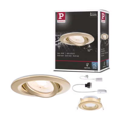 Spot encastré Nova Plus IP65 rond 93mm 30 GU5,3 GU10 max. 35W 230 12V gradable Doré mat