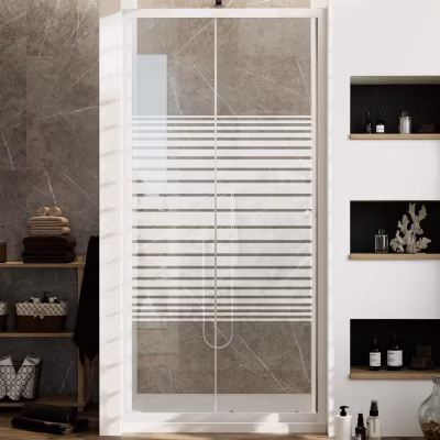 Porte de Douche Blanche 130 CM H185 Verre Sérigraphié mod. Blanc