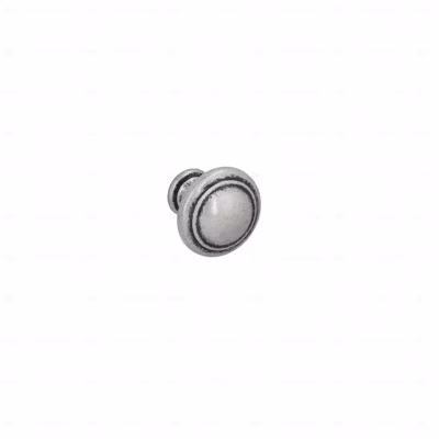Boutons pour meubles en zamac Diamètre 25 Vieil argent brillant