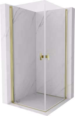 Mexen Mist-B Duo cabine de douche à charnières 80 x 80 cm, transparent, dorée – 8A2-080-080-50-00