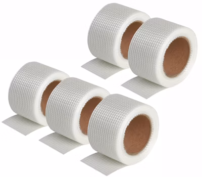5 Bandes Grillagées Semin – Auto-adhésive – Pour Joints de Plaques de Plâtre – Fibre de Verre – 20 m x 50 mm