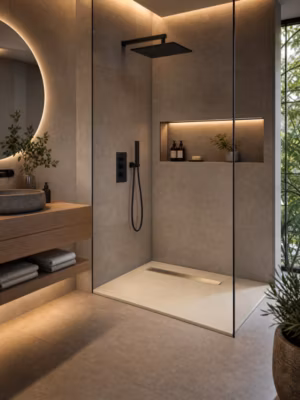 Receveur de douche en béton fibré cimenté 140×90 , fabriqué artisanalement en France par Gakeal