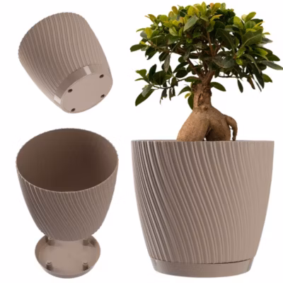KADAX Pot de Fleur avec Support 13cm Plastique Marron