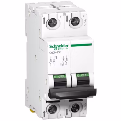 A9n61526 Disjoncteur Courant Continu Dc – 2p – 6a – Courbe C – à Vis – Schneider C60h-dc